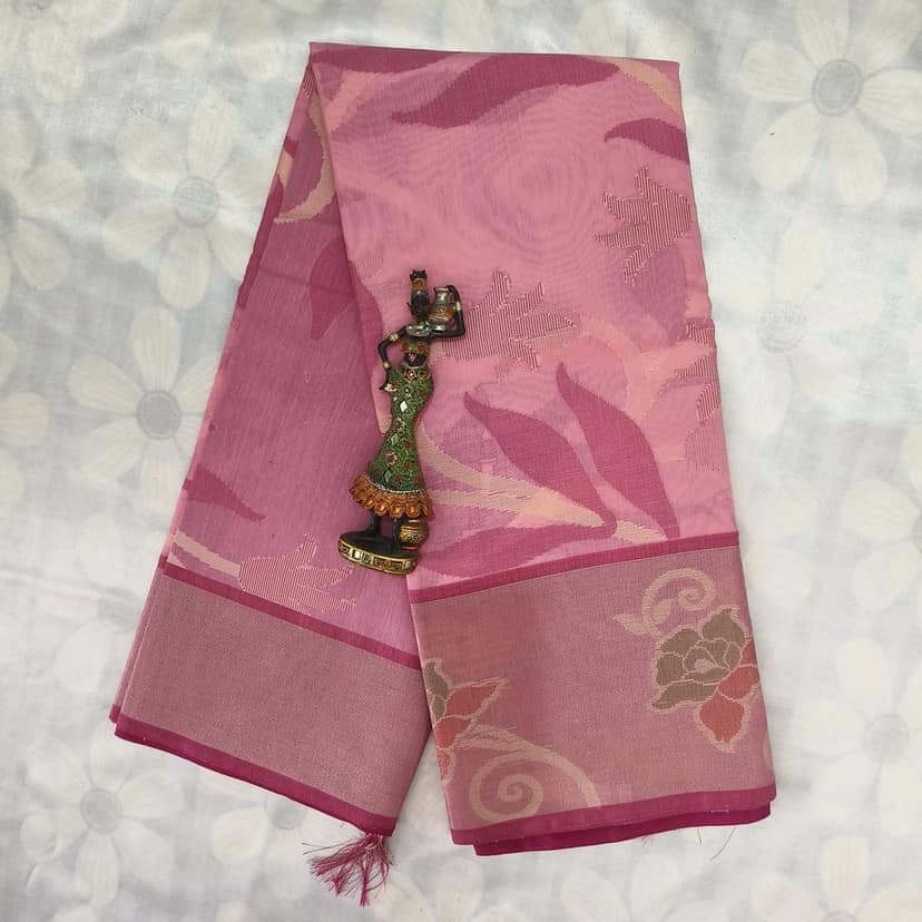 Poochampally Cotton Saree With Blouse - Pink view 3