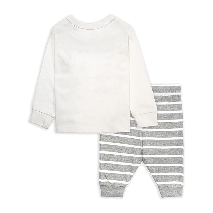 White and Grey Frog Graphic Tee and Pants Set for Babies view 3