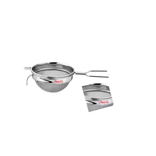 RK Sayti Stainless Steel Round Strainer Set, 304 Grade, Double Mesh, Pack of 2, Premium Polish, XL