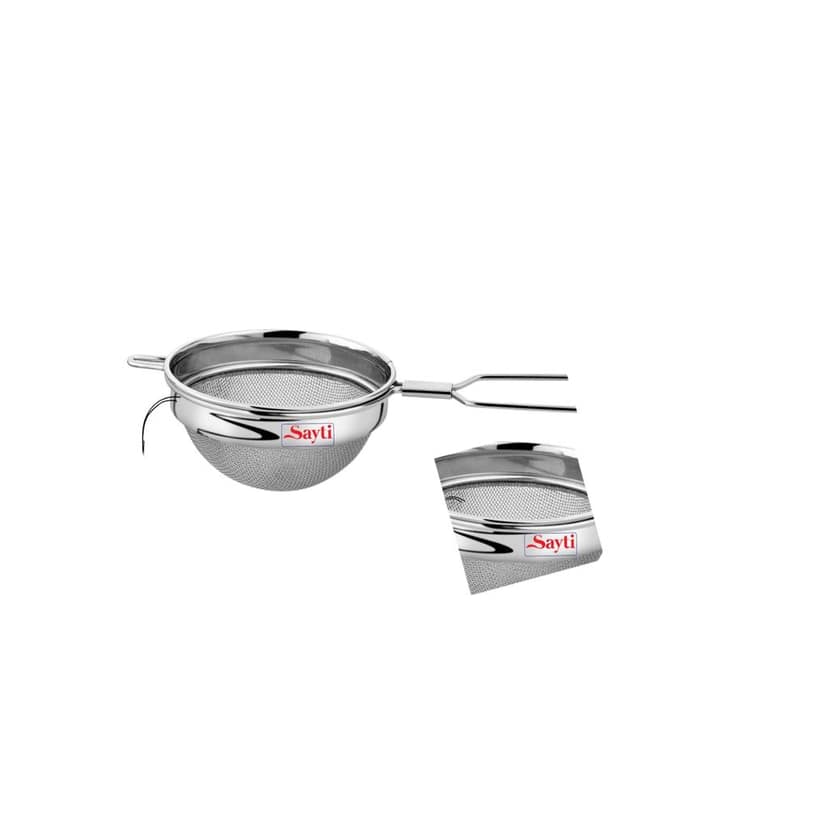 RK Sayti Stainless Steel Round Strainer Set, 304 Grade, Double Mesh, Pack of 2, Premium Polish, XL