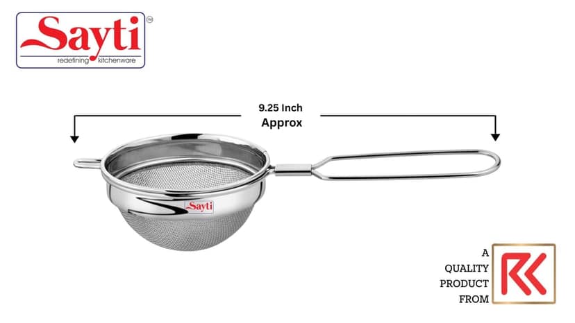 RK Sayti Stainless Steel Round Strainer Set, 304 Grade, Double Mesh, Pack of 2, Premium Polish, XL view 2