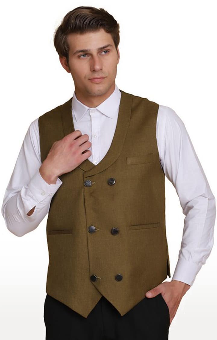 Tahvo Men Green Slim Fit Waistcoat