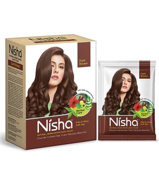 Nisha Henna Based Hair Color Dark Brown 60g, Henna Powder Hair Color Dye Brown Hair Colour