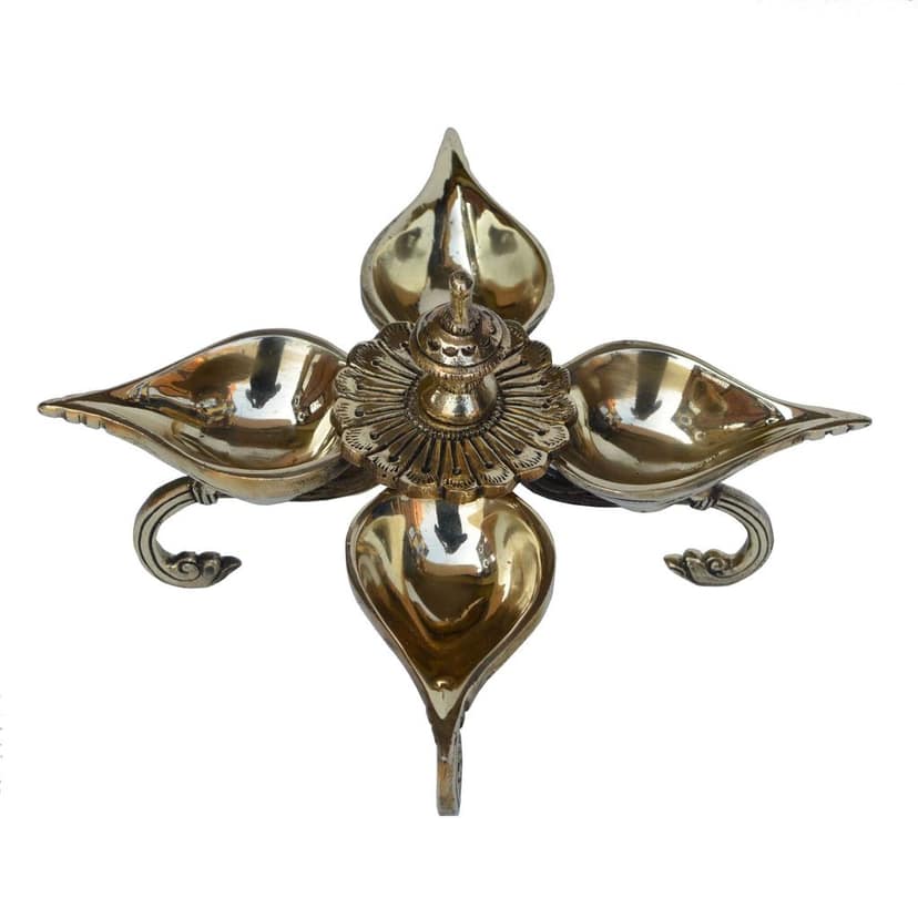 Brass Table Decor Oil Lamp Deepak - Decorative Brass Diya for Home, Height : 5.6 Inch (BSMAS1193 A) view 2