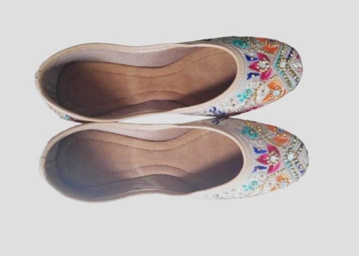 Women's Hand Embroidered Slip-On Flats with Beaded Detailing view 3