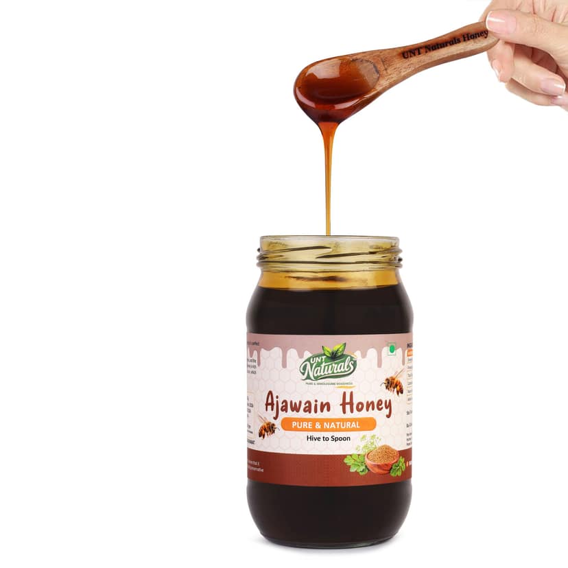 UNT Naturals Ajwain Honey 500g- Raw & Natural Honey- Pure, Unfiltered & Unprocessed Shahad- No Added Sugar- Healthy, Naturally Contains Enzymes & Antioxidants- Ideal for Cooking, Baking & Daily Use view 4