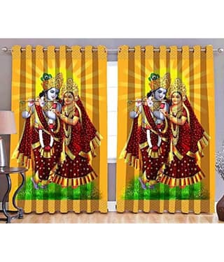 BELLA TRUE Abstract Semi-Transparent Eyelet Curtain 5 ft ( Pack of 2 ) - Multicolor