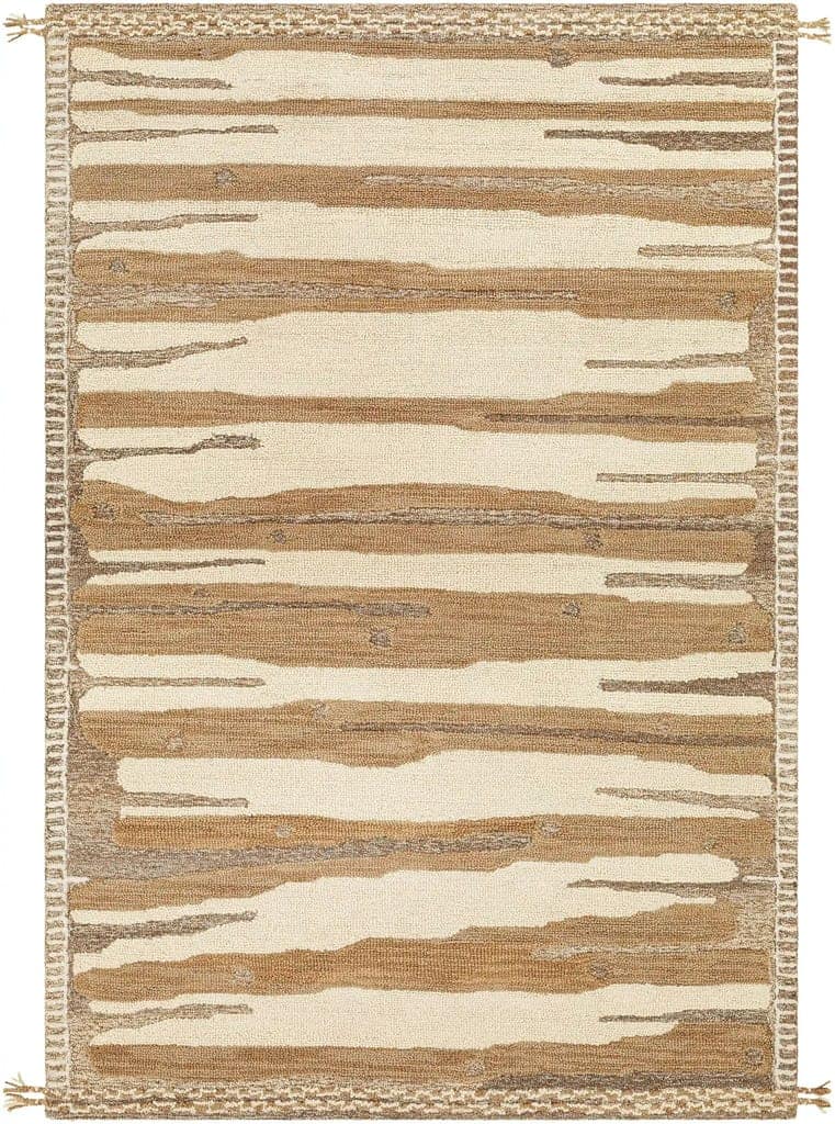 Hand Woven Cherokee Beige and Brown Wool Rug view 2