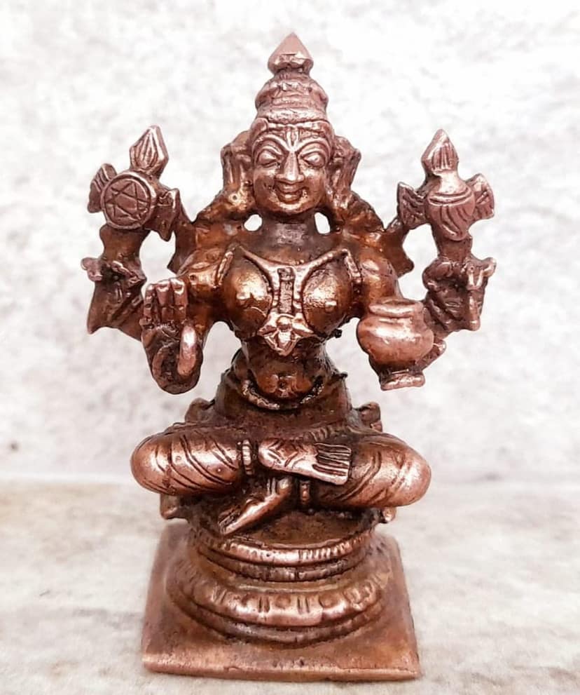 Searchers Paradise - Copper Idols Dhanvantrin,1.7 inches, Copper Handmade 60 Grams, Patina Antique Finish, Pack of 1 Piece