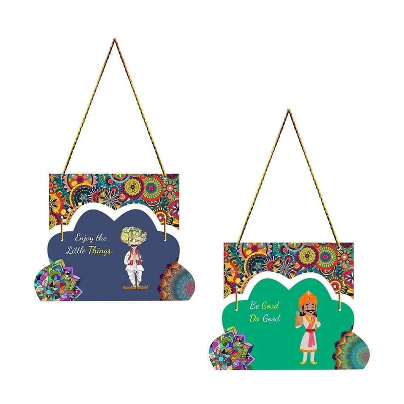 Charmor Enjoy the Little... Decorative Wall Hanger for Living Room | Bedroom | Office | Gift | Home Decoration | Home Decor Items (WH4202), Set of 2