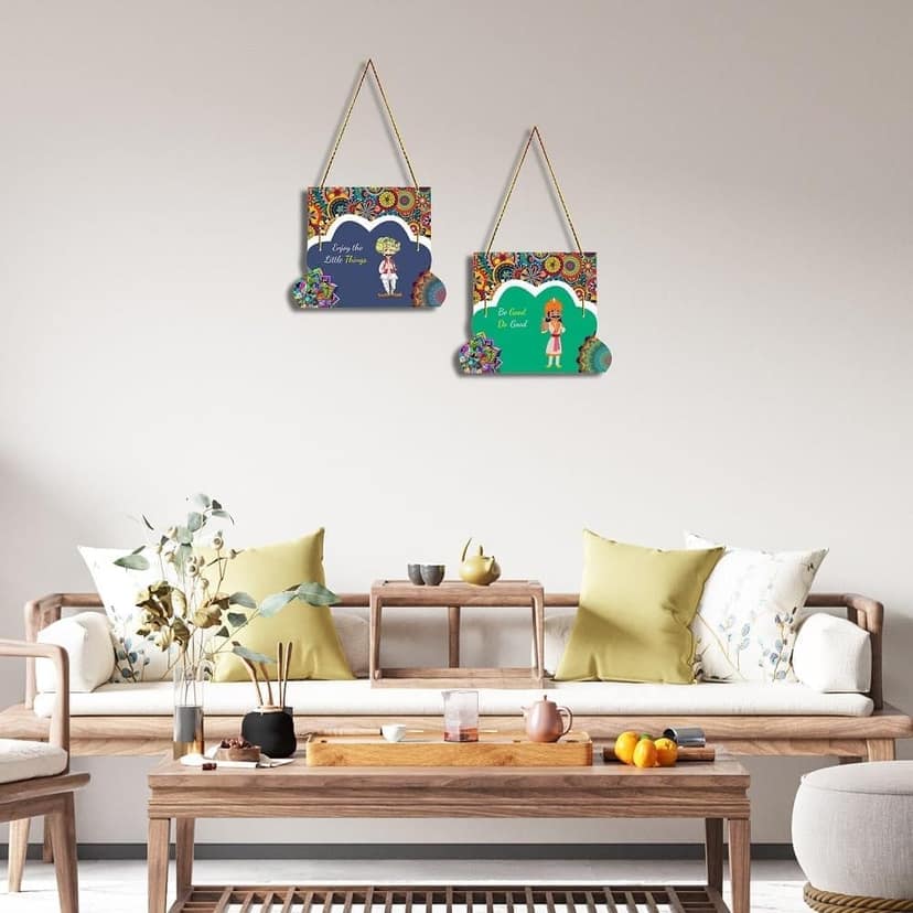 Charmor Enjoy the Little... Decorative Wall Hanger for Living Room | Bedroom | Office | Gift | Home Decoration | Home Decor Items (WH4202), Set of 2 view 2