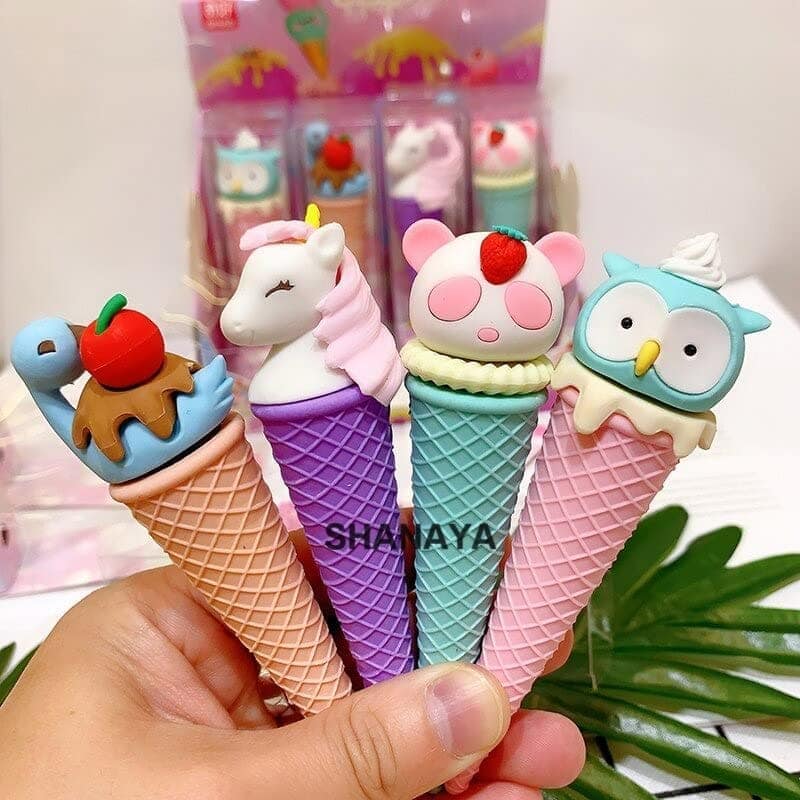 SHANAYA Pencil Eraser for Kids Cute Ice Cream Cone Shape Erasers Return Gifts for Girls Boys Kids Children Stationary School Items Pack of 2 Assorted view 5