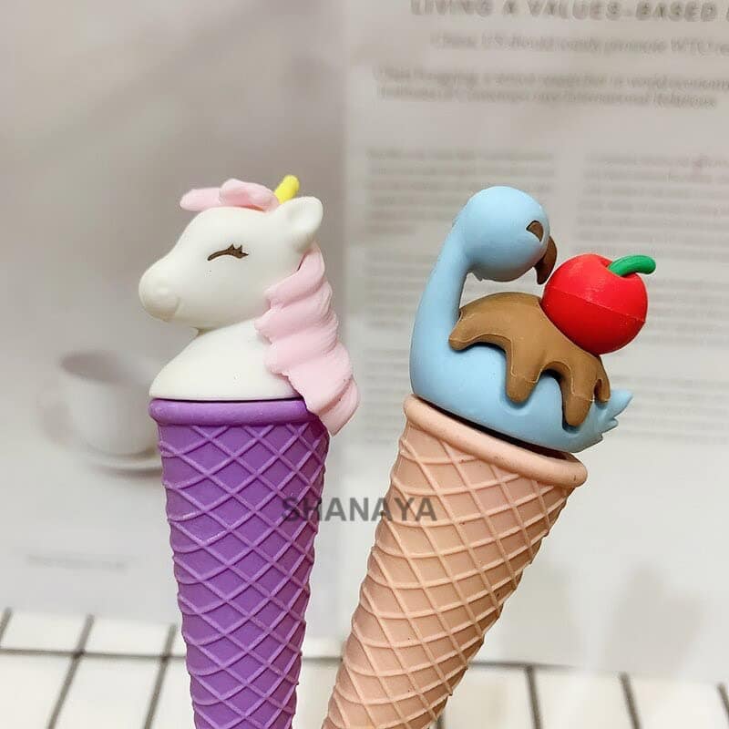 SHANAYA Pencil Eraser for Kids Cute Ice Cream Cone Shape Erasers Return Gifts for Girls Boys Kids Children Stationary School Items Pack of 2 Assorted view 7