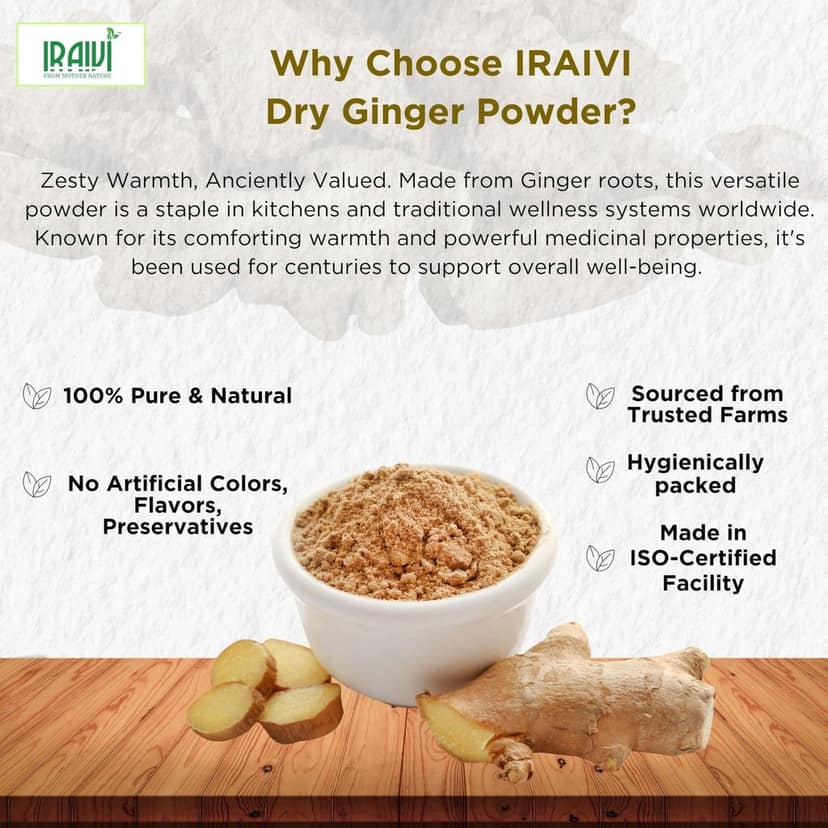 IRAIVI Premium Dry Ginger Powder-200g | Sukku | Sonth | Sonti | Dried Adrak | 100% Pure Natural Spice Powder | Zesty Warmth, Culinary Versatility & Digestive Comfort view 3