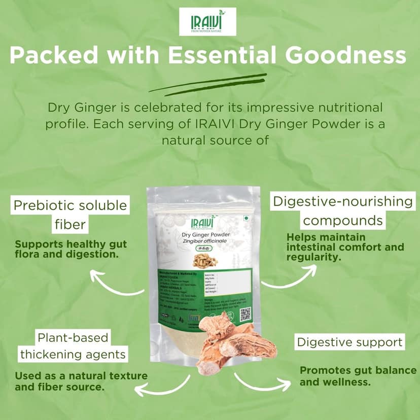 IRAIVI Premium Dry Ginger Powder-200g | Sukku | Sonth | Sonti | Dried Adrak | 100% Pure Natural Spice Powder | Zesty Warmth, Culinary Versatility & Digestive Comfort view 4