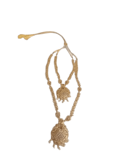 Gold Plated Necklace Set with Earrings and Maang Tikka for Women view 2