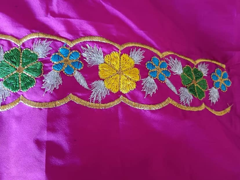 Pink Georgette Embroidered Blouse Piece view 3
