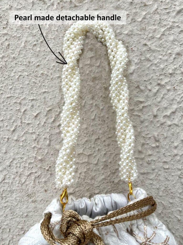 ART BY CHAITASI Embellished Designer Potli Bag with Protective Box, Handbag, Wristlets, Clutch for Women, Girls with Handmade Embroidery, Sequin, Beads Work for Parties, Weddings view 5