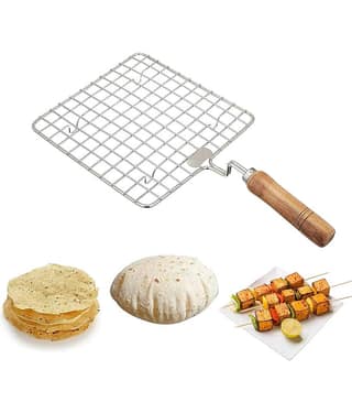 THRIFTKART Silver Stainless Steel Square 20 cm roti grille ( Set of 1 )