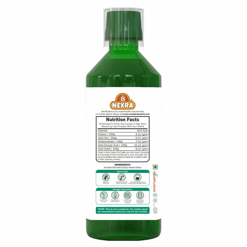 Nexra Aloe Vera Juice with Fiber - 750ml | Helps Boost Immunity & Promotes Good Health | Supports Respiratory Wellness,Relieving Stress & Restore Mood | Sleep appetite & Vitality view 3