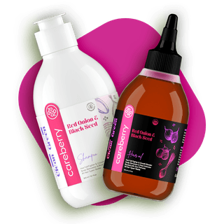 Careberry Red Onion & Black Seed Hair Care Duo | Shampoo & Oil Combo for Hair Growth | Sulfate & Paraben Free | For Men & Women | 300ml Shampoo + 200ml Oil