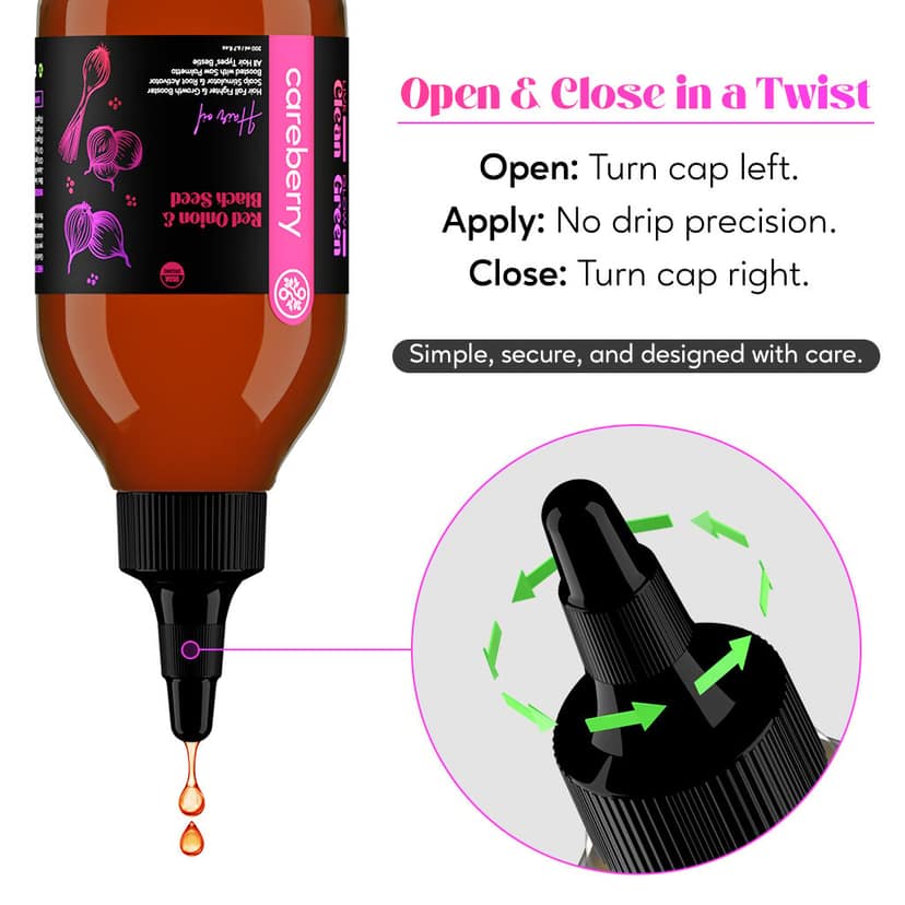 Careberry Red Onion & Black Seed Hair Care Duo | Shampoo & Oil Combo for Hair Growth | Sulfate & Paraben Free | For Men & Women | 300ml Shampoo + 200ml Oil view 6