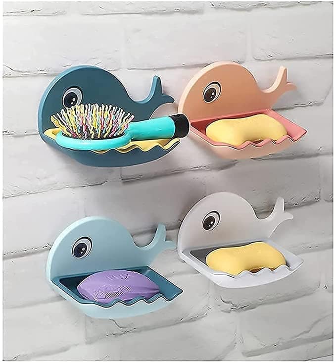 V3Deals Soap Stand Holder for Bathroom Kitchen Sink Magic Stickers Wall Mounted (Pack of 2 Pcs) Soap Dish Holder, Fish Design - Random Color view 5