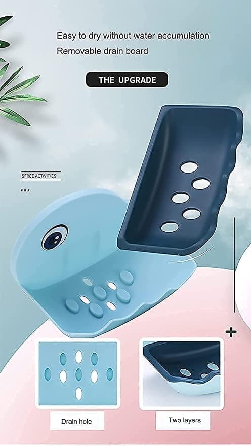 V3Deals Soap Stand Holder for Bathroom Kitchen Sink Magic Stickers Wall Mounted (Pack of 2 Pcs) Soap Dish Holder, Fish Design - Random Color view 6