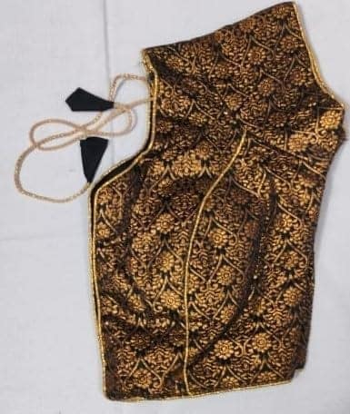 Women's Embroidered Cotton Silk Saree Blouse Piece view 7