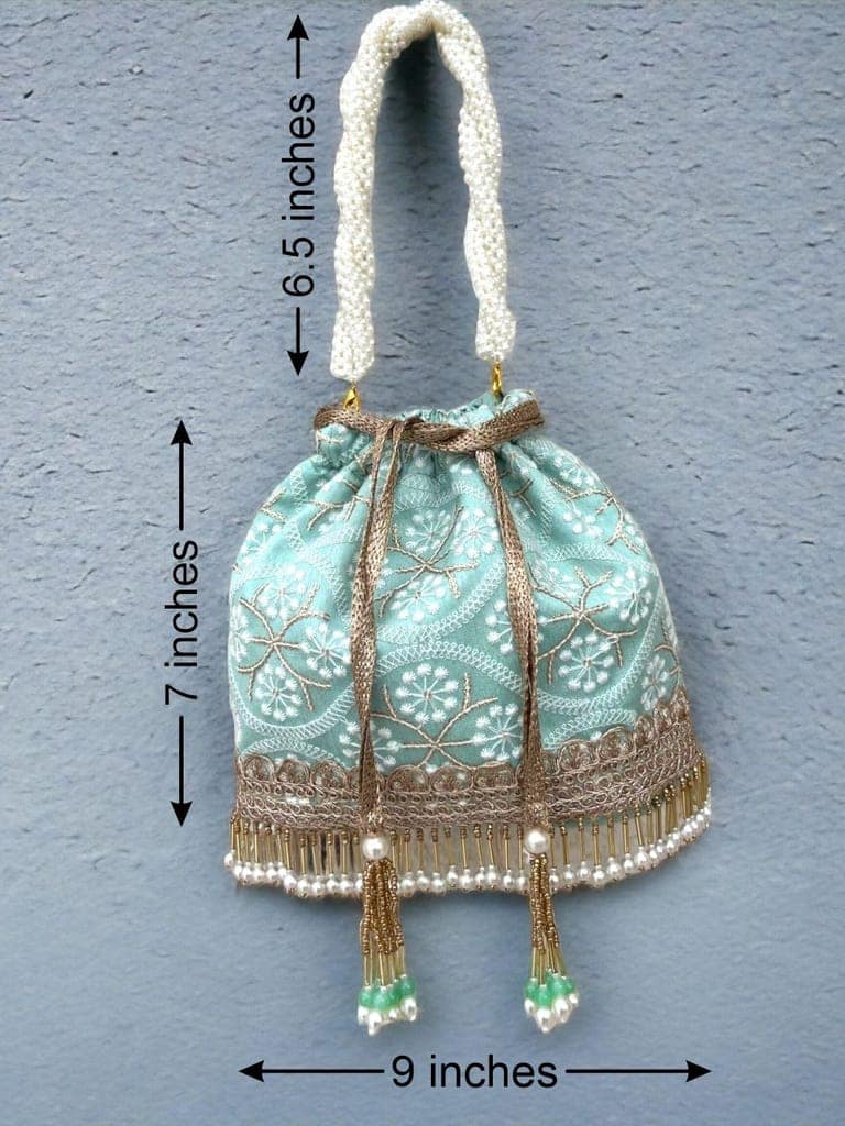 ART BY CHAITASI Embellished Designer Potli Bag with Protective Box, Handbag, Wristlets, Clutch for Women, Girls with Handmade Embroidery, Sequin, Beads Work for Parties, Weddings view 8