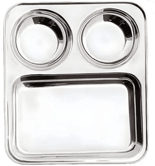 WEKTU Stainless steel Pav Bhaji Plate | Lunch Plate | Bhojan Thali 3 in 1 Compartments Dinner Plate