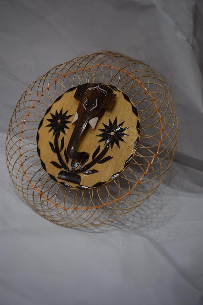 Wooden Anchor Wall Decor with Wire Frame, Nautical Theme, Brown and Natural Finish, Floral Design view 2