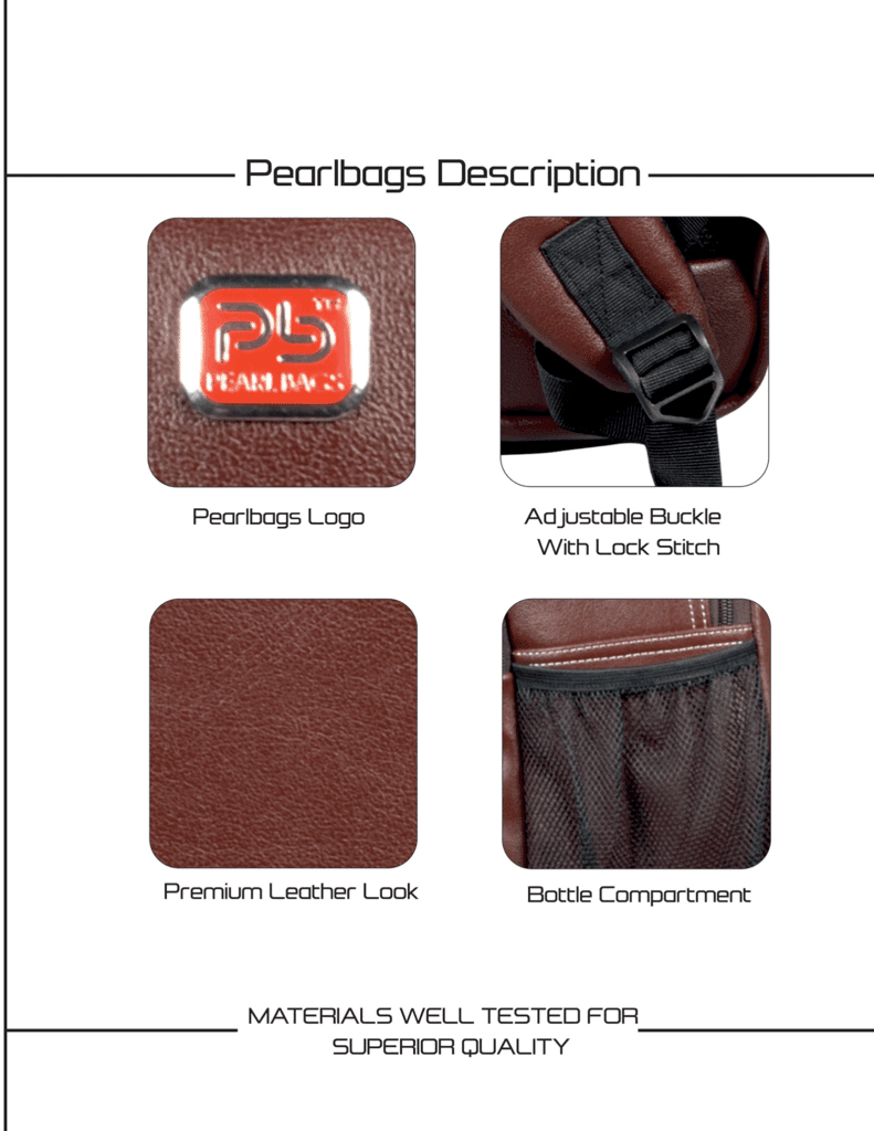 PB Pearlbags 824F Casual Leather Laptop Backpack 30L view 4