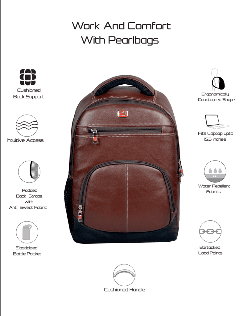 PB Pearlbags 824F Casual Leather Laptop Backpack 30L view 5