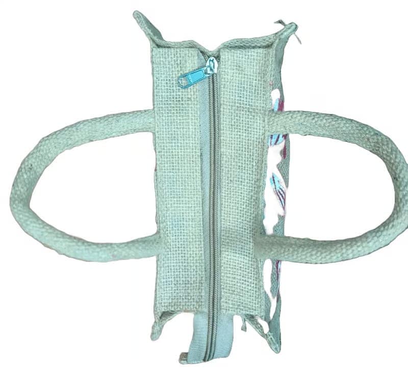 Jute Tote Bag with Butterfly Print view 3