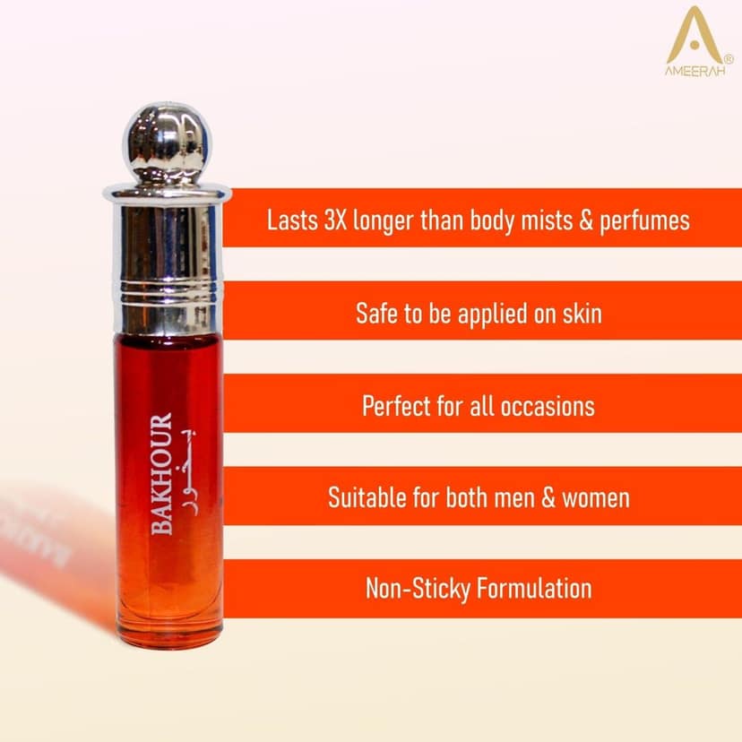 Ameerah Roll On Bakhour Attar | Long Lasting Fragrance | Alcohol Free Perfume For Men & Women - 8 ML view 3