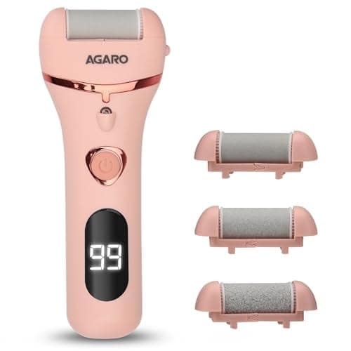 AGARO Callus Remover with 3 Interchangeable Head Rollers, Electronic Foot Scrubber For Callus & Dead Skin Removal, Pedicure Device, 2 Speed, Rechargeable Foot Care, Waterproof, CR1727, Pink view 2