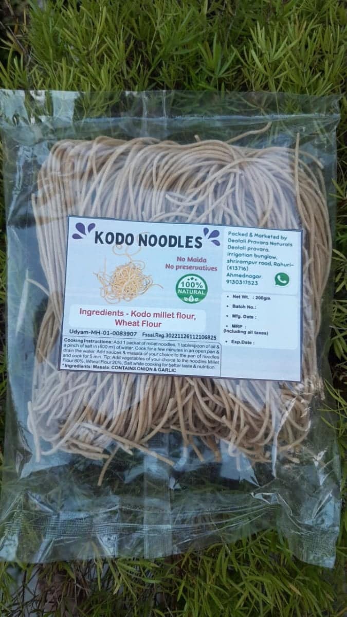Deolali Pravara Naturals Kodo Millet Noodles (200g) | 0% Maida & Preservatives | Healthy Quick Meal