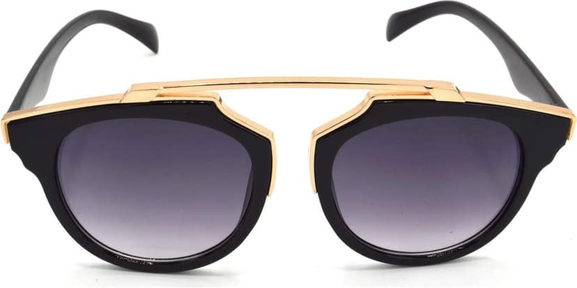 Hrinkar Unisex Round Sunglasses Silver & Golden Frame, Grey Lens (Medium) - Pack of 2 view 3