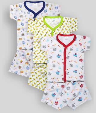 INFANT Pack of 3 Baby Girls 100% Cotton T Shirts & Shorts ( Multi )