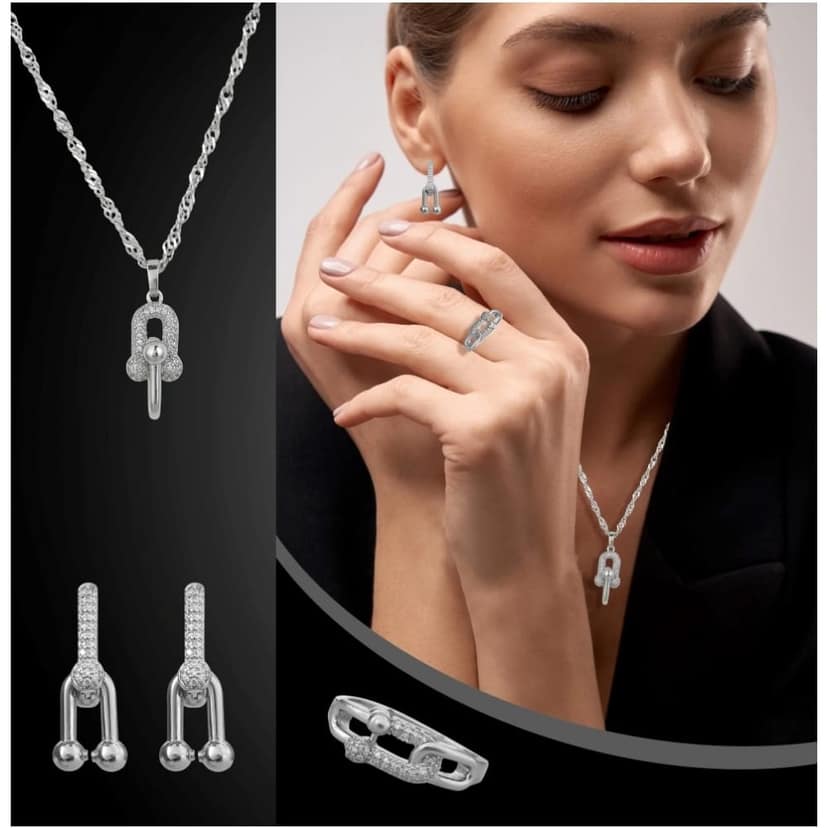 Generic Women's Stainless Steel Unique Design Silverpolish Combo Jewelry (Silver Plated) view 3