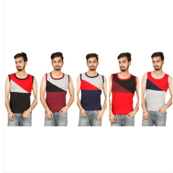 Men's Round Neck Vest Tri-Color (Pack Of 5)