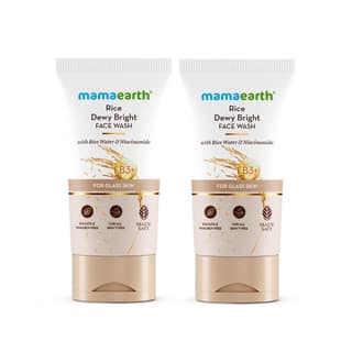 Mamaearth Rice Dewy Bright Face Wash With Rice Water & Niacinamide for Glass Skin | For Hydrated & Even skin Tone | Glowing & Brightening | Korean skin Care Product | For All skin Types | For Men & Women | 150 ml x 2 Mamaearth Rice Dewy Bright Face Wash