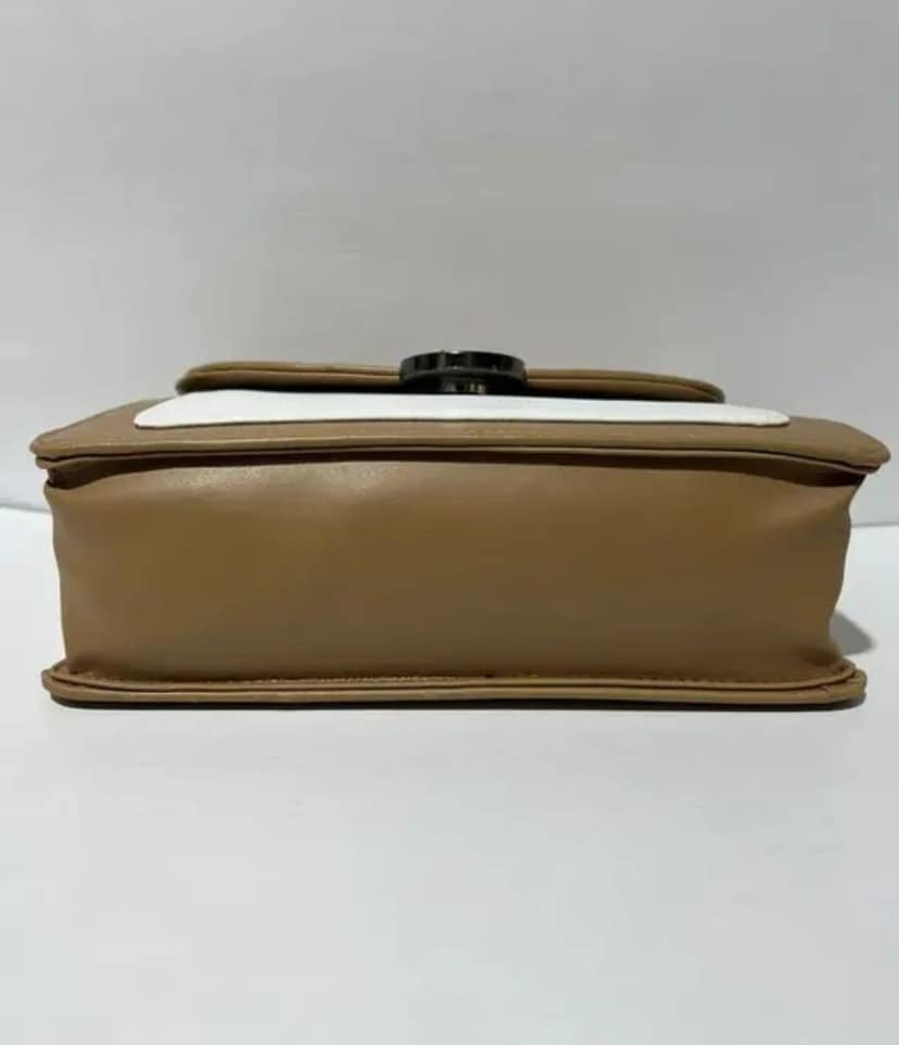 Stylish Tan & White Two-Tone Crossbody Shoulder Bag with Adjustable Strap view 3