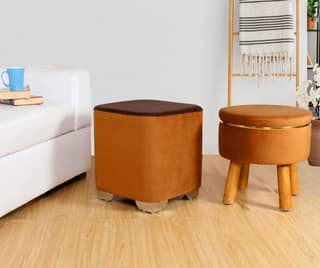 ShadowKart Ottoman Pouffes Sitting Stool for Living Room Furniture Wooden Footstools Puff Mudda Footrest Pouff for Office Home Decor, Combo