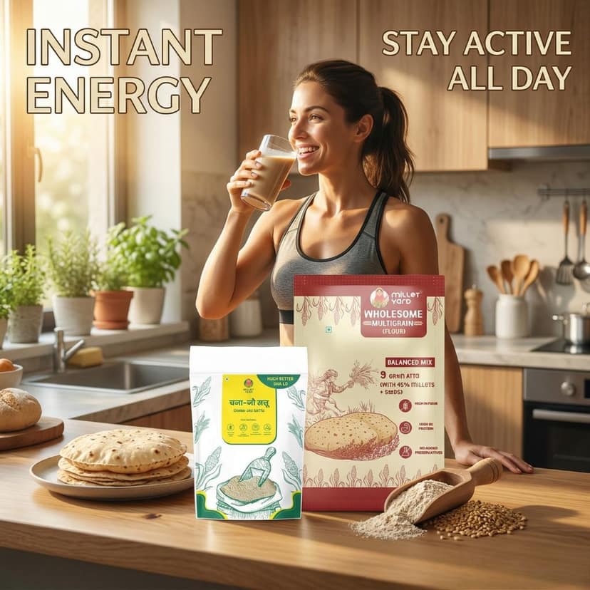 Energy Booster Combo – Wholesome Multigrain Atta (1 kg) + Chana Jau Sattu (400 gm) view 4