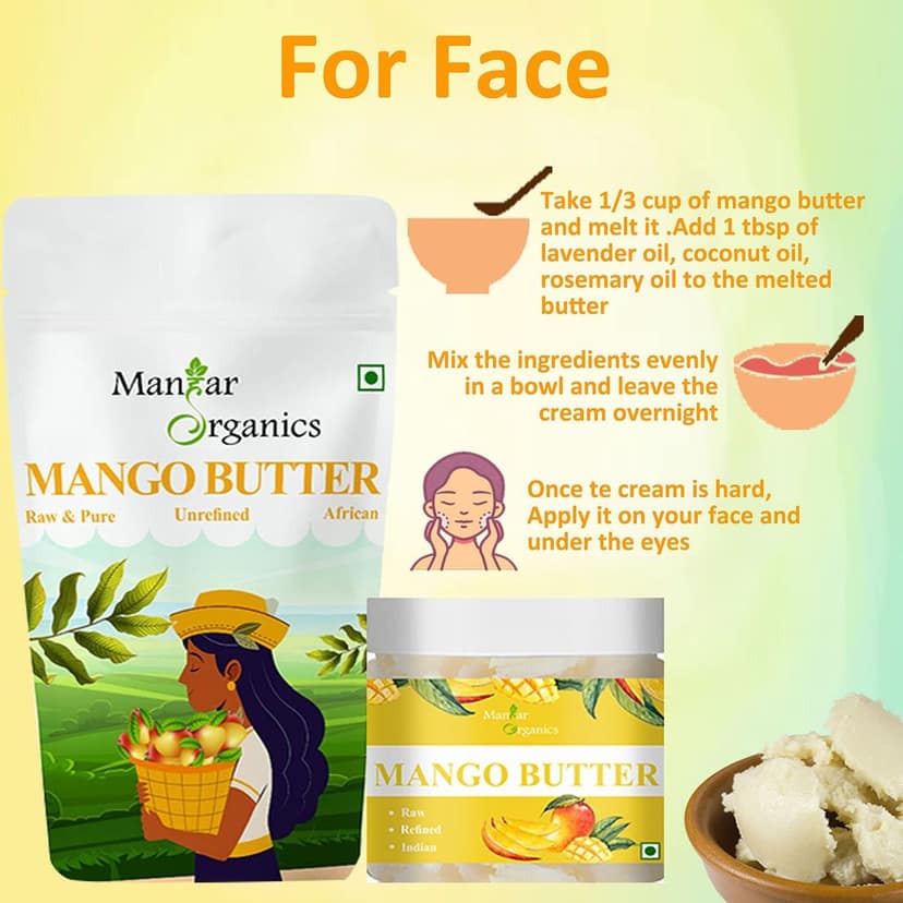 ManHar Organic Mango Butter Jar 125gm - Raw, Unrefined & African for Moisturization of Body and Skin (Mango Butter, 125gm) view 6