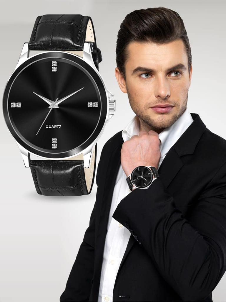 Black Stylish Dial Analog Watch for Men LR96 view 5
