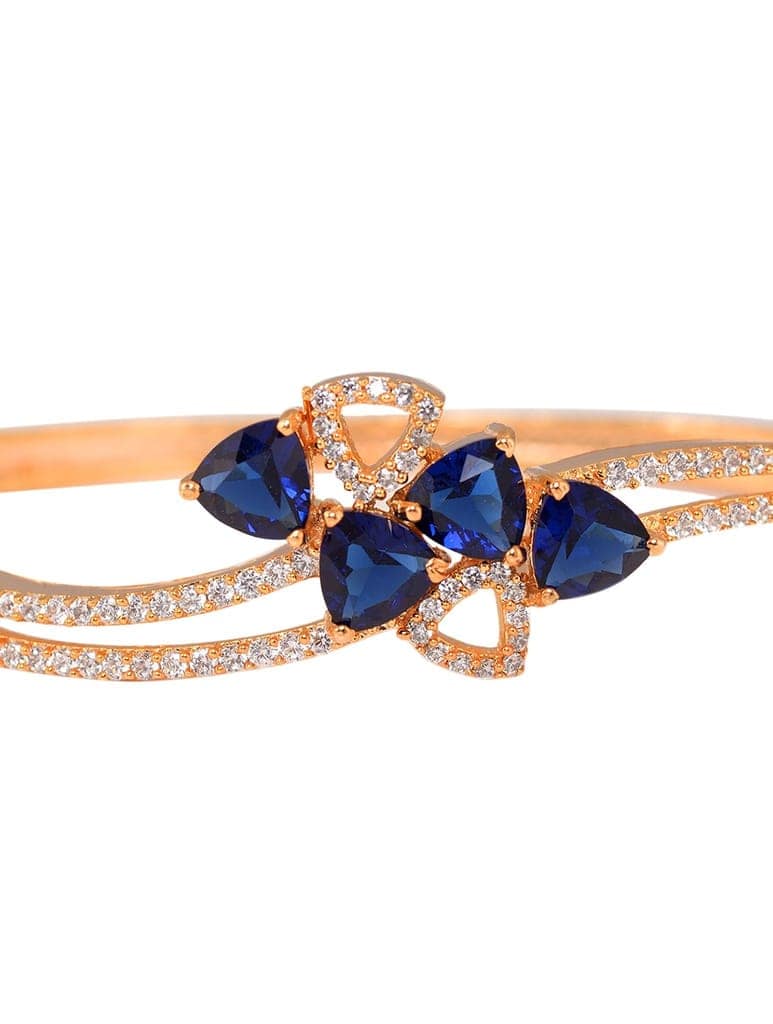 Gold plated Blue AD studded handcrafted stylish Bracelet for Women & Girls view 4