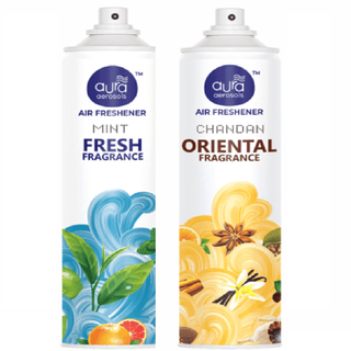 Aura Aerosols Air Freshener 300 ml (Pack of 2) - Mint & Chandan